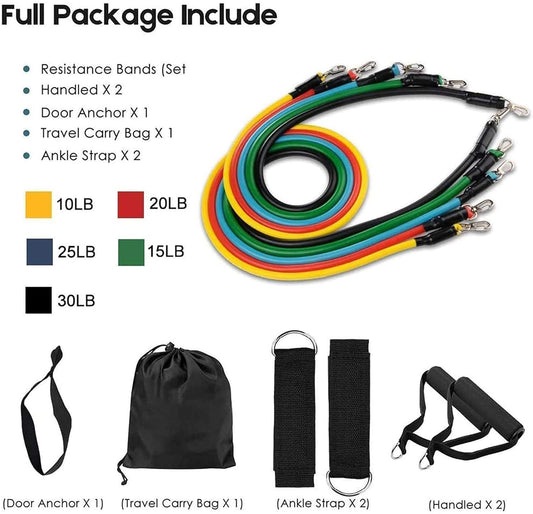 Home Workout - 11-Piece Power Resistance Band Set
