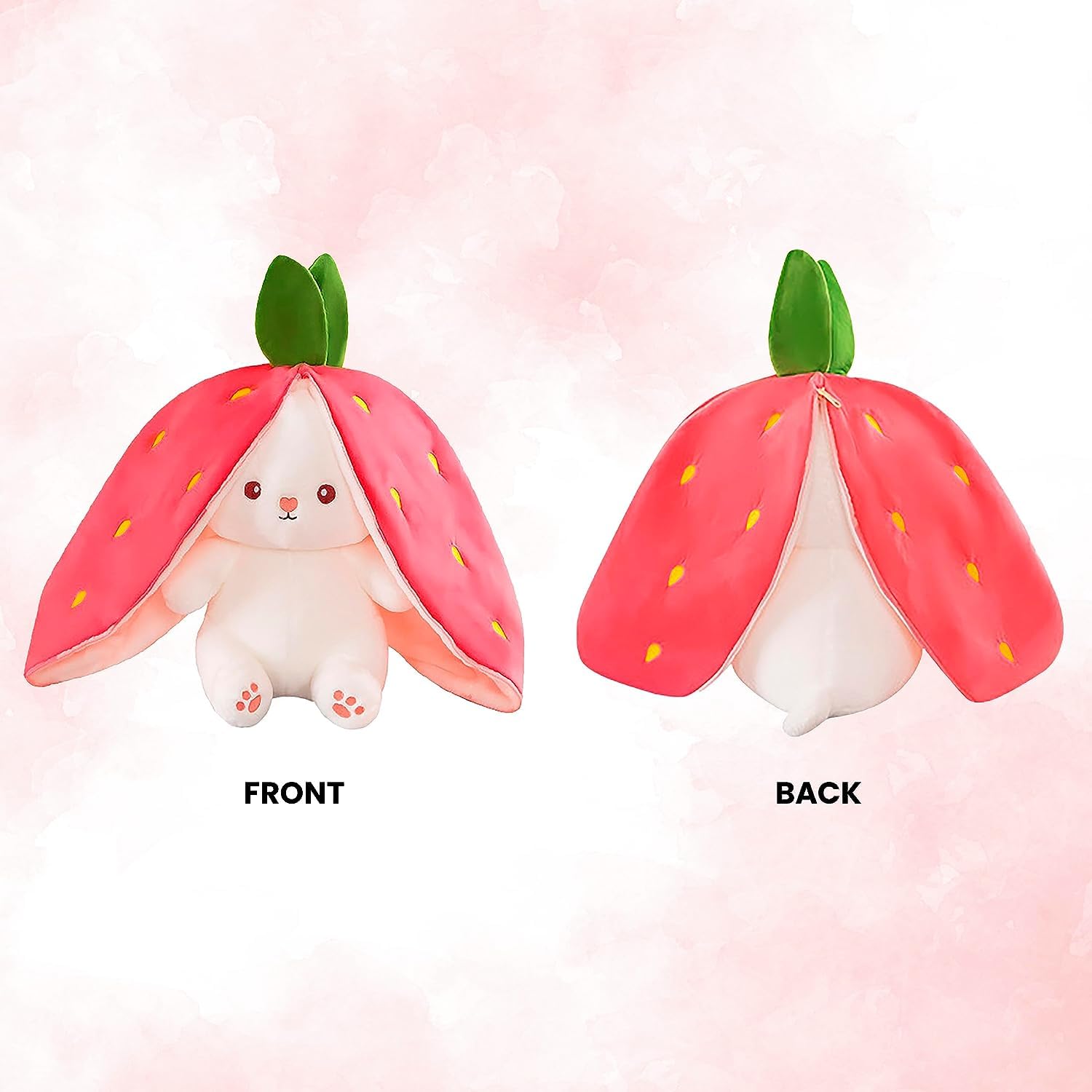 Reversible Strawberry Bunny Soft Toy - 2-in-1 soft toy pillow